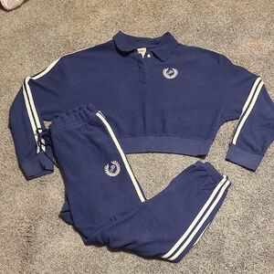 PINK Victoria's Secret Reverse Fleece Navy Jogger Set/Bundle